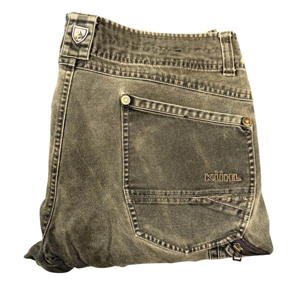 Kuhl Rydr Mens 35x32 Brown Canvas Hiking Utility Workwear Pants Distressed Faded